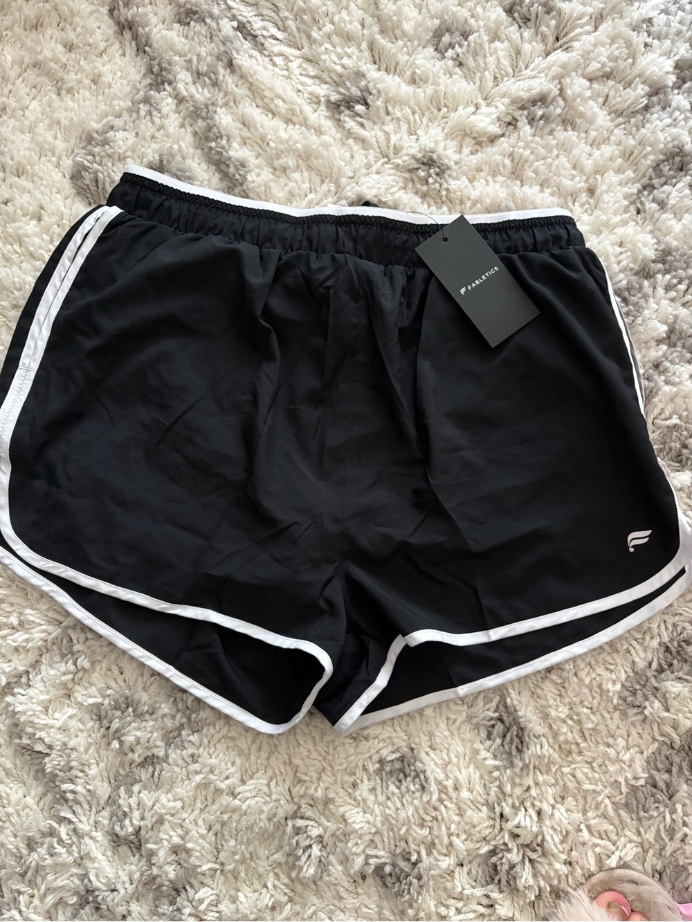 Fabletics Black Running Shorts with White Piping